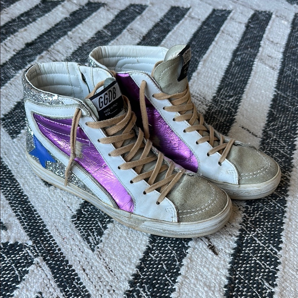 Golden Goose Purple High-Top Sneakers